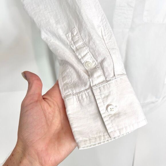 Everlane Shirt Womens 00 White Poplin Cotton Popover Button Down Collarless Top - Picture 5 of 14